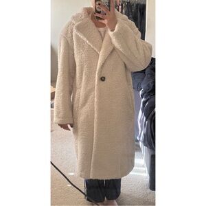 Uniqlo Cream Long Fleece/Sherpa Coat Size S
